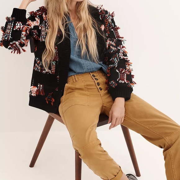 NEW! Anthropologie Felia Fringed Patchwork Cardigan - Picture 7 of 13